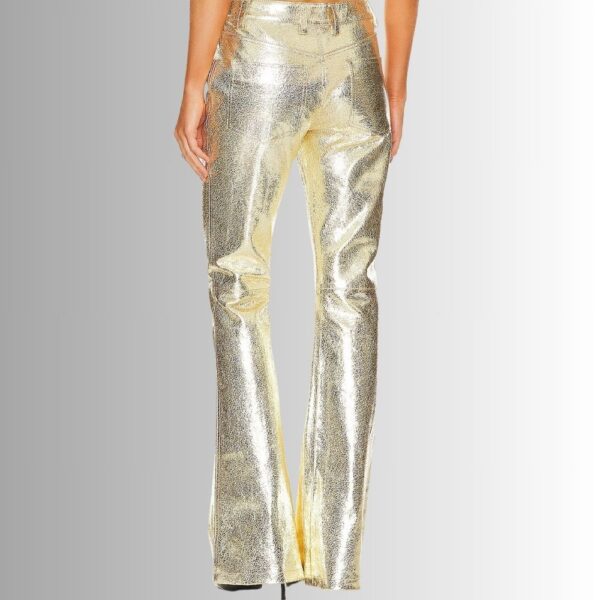 Pantalon Dore Femme - Métallisé Craquelé