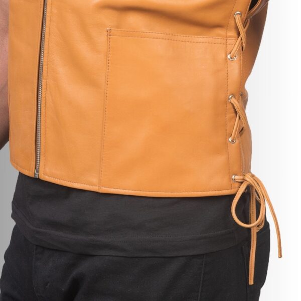Veste En Cuir Sans Manche Homme - Marron Clair