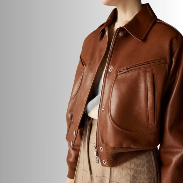 Veste En Cuir Marron Femme - Cuir de Veau