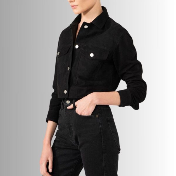 Veste Noir En Daim Femme - Style jean