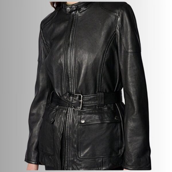 Veste 3/4 Cuir Femme - Longue Veinture