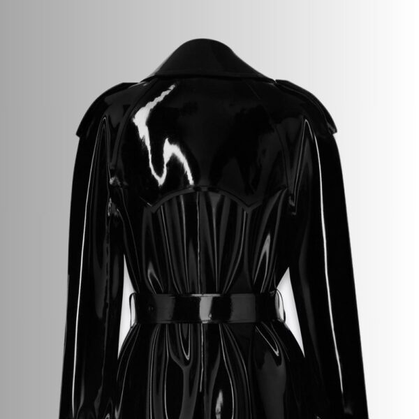 Manteau En Vinyle Femme - Longue Veste Brillante avec Ceinture | Veste française