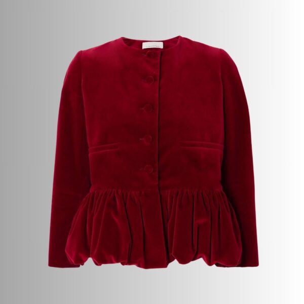 Blazer Femme Rouge Velours – Style Cintré à Basque