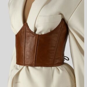 Saddle Grace™ – Corset en Cuir Marron pour Taille Haute