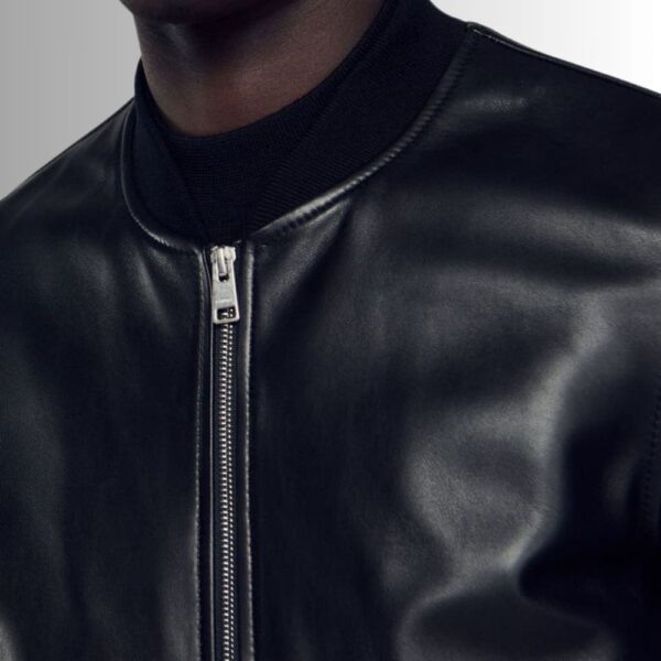 Noir Élite – Veste Cuir Homme Noire Style Bomber Luxe