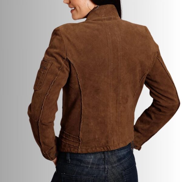 Veste Marron Femme Daim - Solide