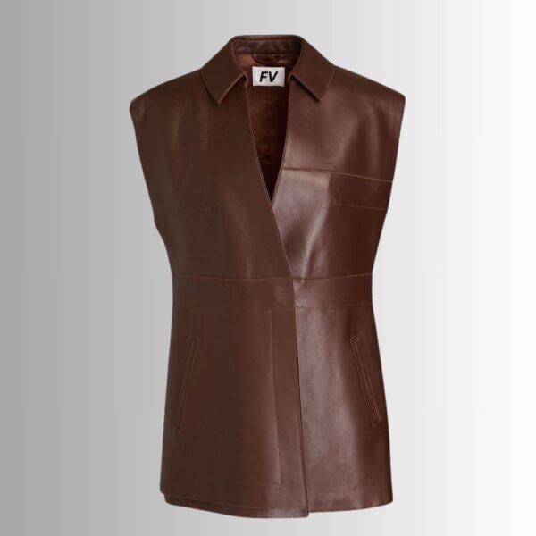 Gilet Cuir Marron Pour Femme – Élégant, Cuir Véritable