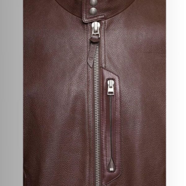 AeroMarron – Veste Cuir Homme Col Haut – Style Bomber Moderne