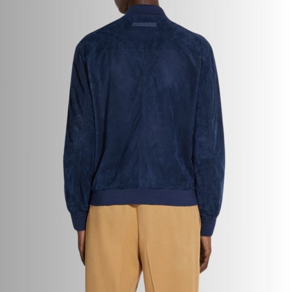 Veste En Daim Bleu Homme - Classique