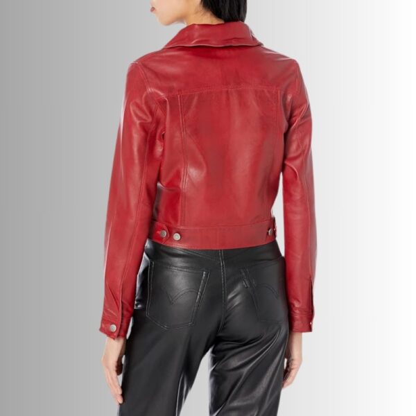 Veste En Cuir Femme Rouge - Ciré