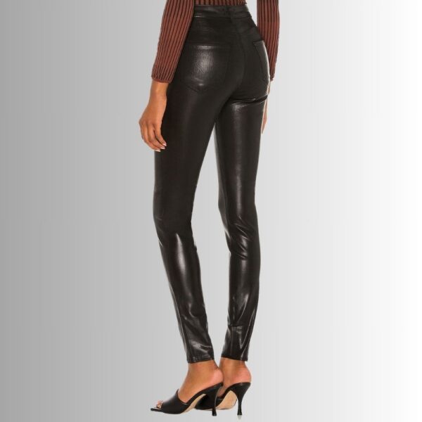 Pantalon En Cuir Noir Femme - Grande Hauteur