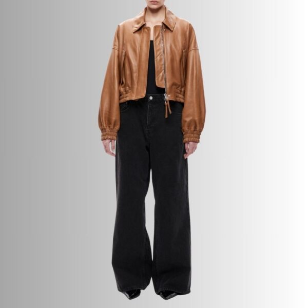 Veste En Cuir Camel Femme - Elle