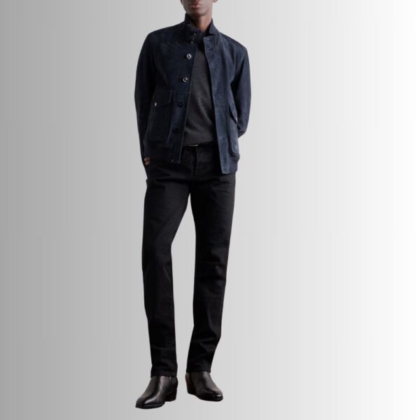 Veste Daim Bleu Homme - Style De Luxe