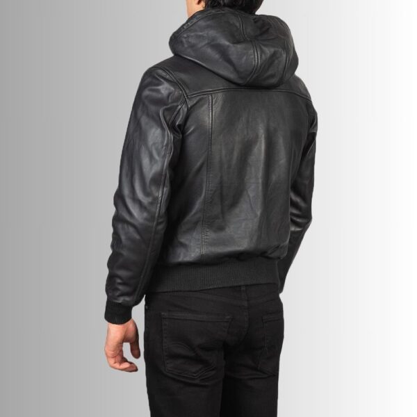 Noir Urbain – Veste cuir homme à capuche – Look streetwear