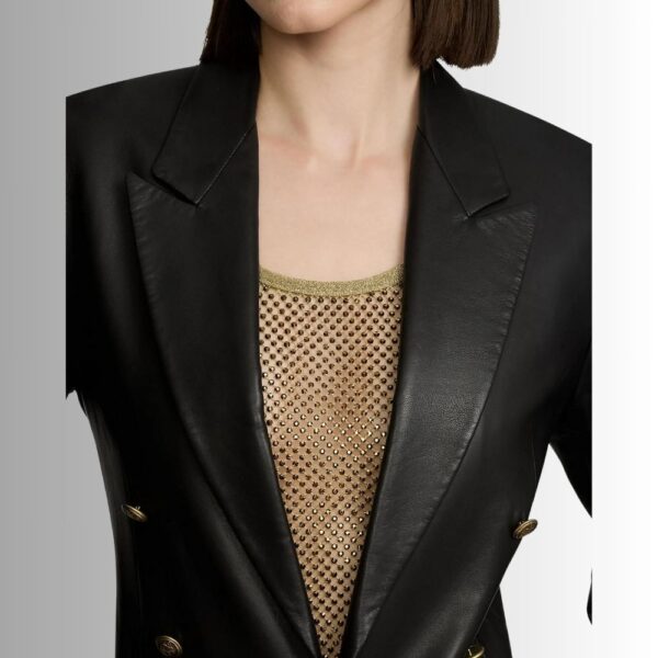 Veste Blazer Cuir Femme - Noir