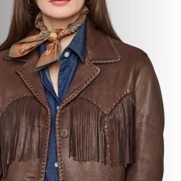 Veste Frange Femme - Marron