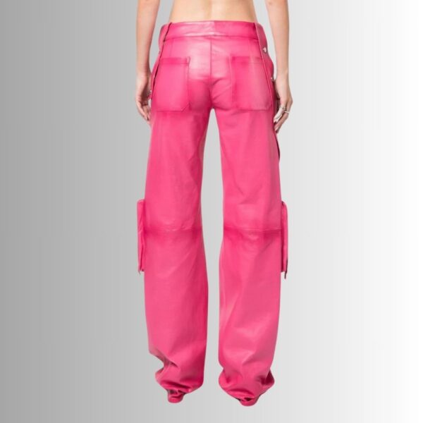 Pantalon Cuir Agneau Femme - Rose