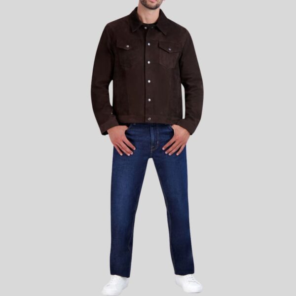 Mocha Ridge – Veste De Camionneur En Daim Marron Foncé pour Homme