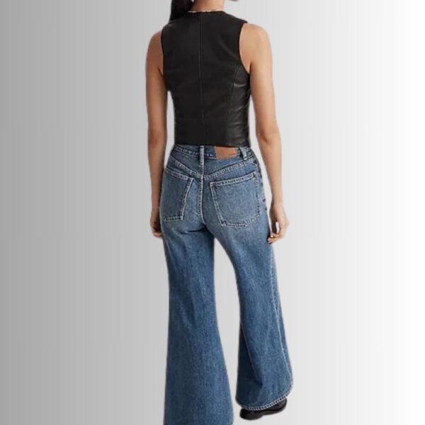 Veste Cuir Sans Manche Femme - Noir