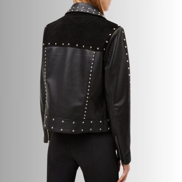 Veste Cuir Cloutee Femme - Noir