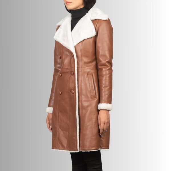 Manteau Femme en Peau Lainée - Double Boutonnage