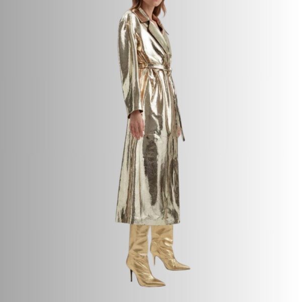 Manteau En Cuir Femme Long - Doré