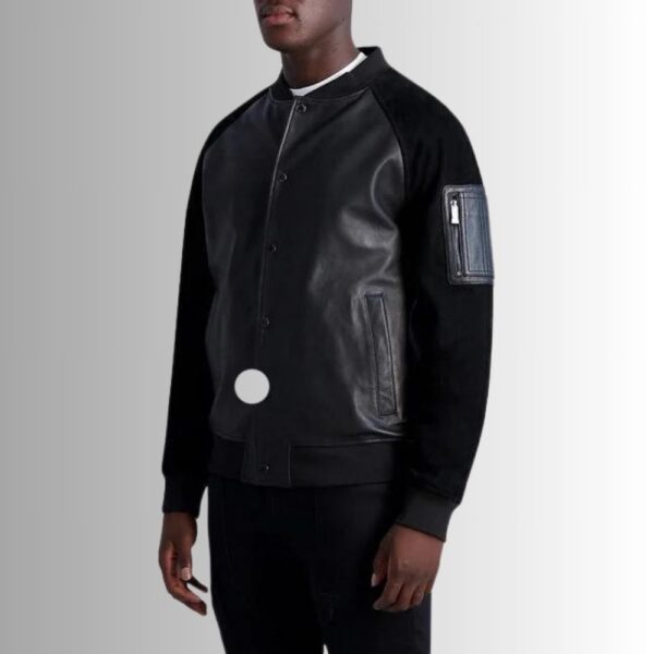 Onyx Varsity – Veste Cuir et Daim Homme Noir Style Urbain