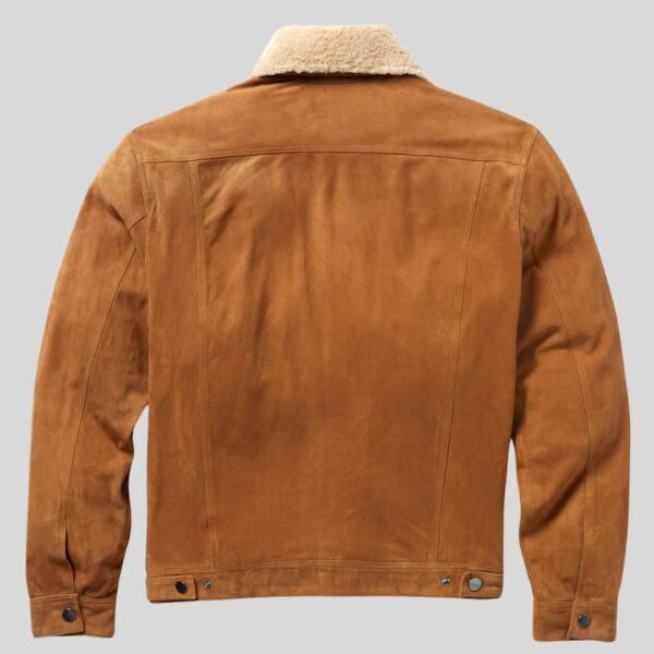 Caramel Peak – Veste En Daim Classique Homme Col Mouton