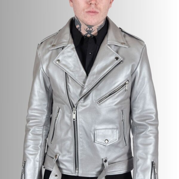 Blouson Argente Homme - Cuir de Buffle