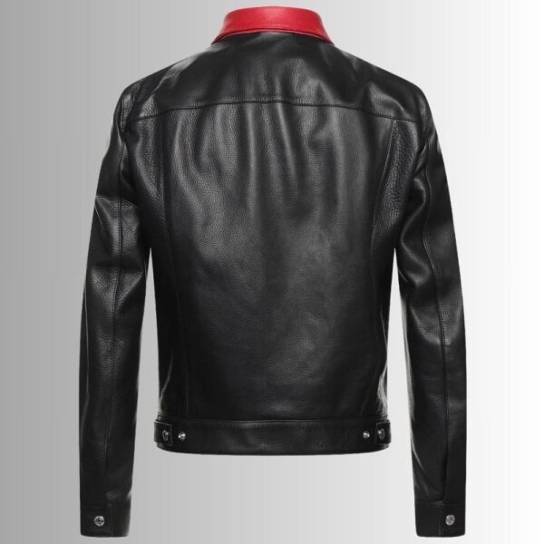 Noir Rouge Icon – Veste Cuir Homme Noire – Col Contrasté Rouge Mode
