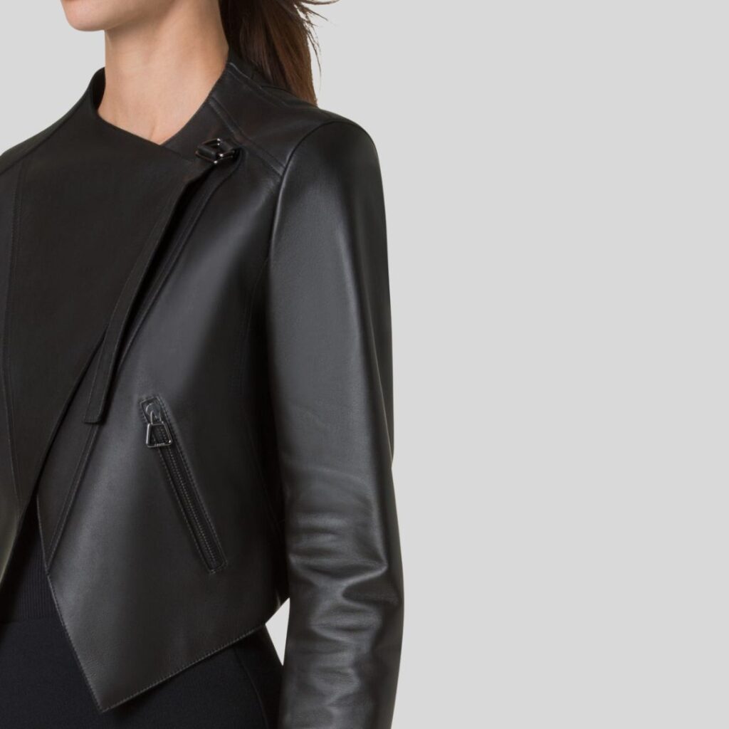 Perfecto Asymétrique Femme en Cuir Noir Véritable