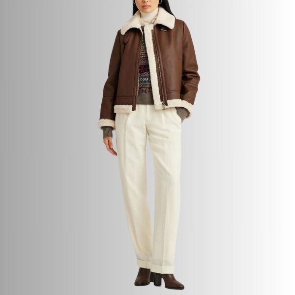 Veste Cuir Marron Fourrure Femme - Moto-détaillée