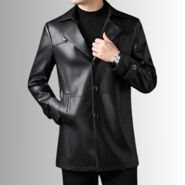 Blazer en cuir noir homme