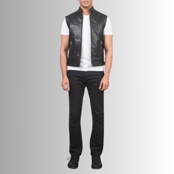 Gilet Cuir Noir Homme - Style Motard
