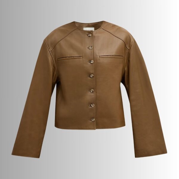 Veste Cuir Sans Col Femme - Manches Longues