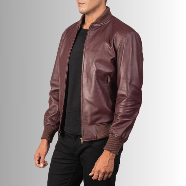 Bordeaux Noble – Veste cuir homme à zip – Finition premium