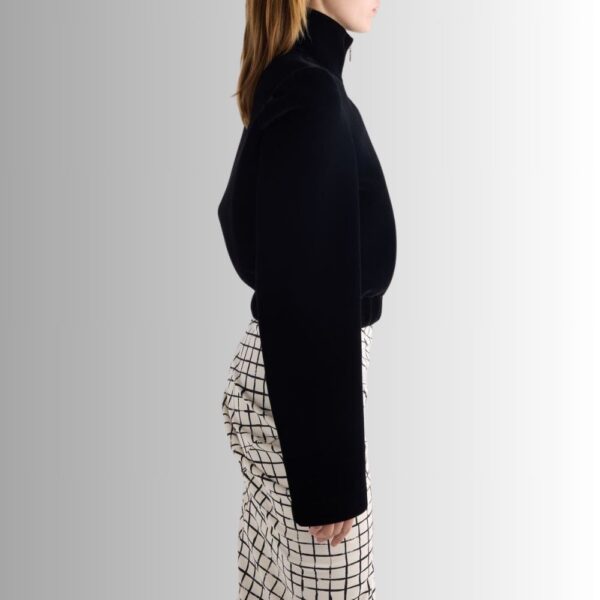 Veste Femme en Velours Noir - Design Élégant avec Fermeture Éclair