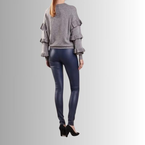 Pantalon Cuir Bleu Femme - Peau Tendue
