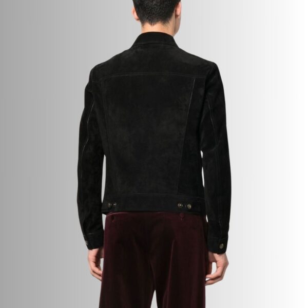 Blouson Daim Noir Pour Homme - Style Western En Daim à Quatre Poches