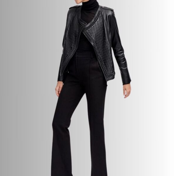 Perfecto Cuir Clouté Femme - Noir