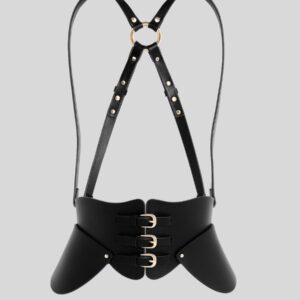 Harnais Corset Femme en Cuir Noir – Bretelles réglables &amp; Boucles