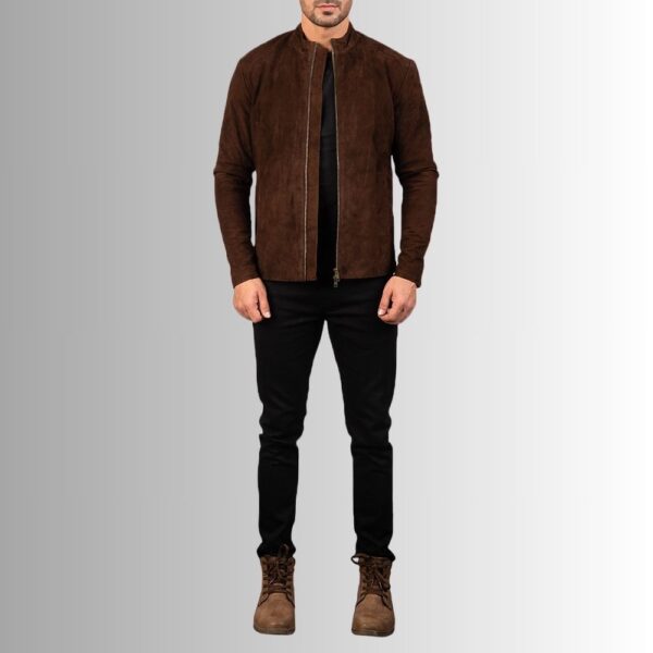 Veste Homme Marron Daim - Style Motard
