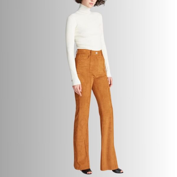 Pantalon En Daim Femme - Marron Selle