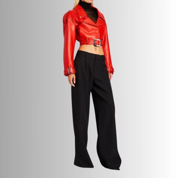 Perfecto Cuir Femme Rouge - Tondue