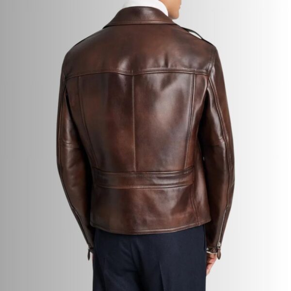 Bronze Rider – Blouson cuir marron biker homme – Cuir véritable