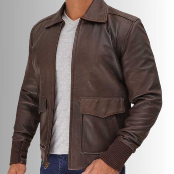 A2 Rustique – Veste Cuir Homme Marron Vintage Style Aviateur