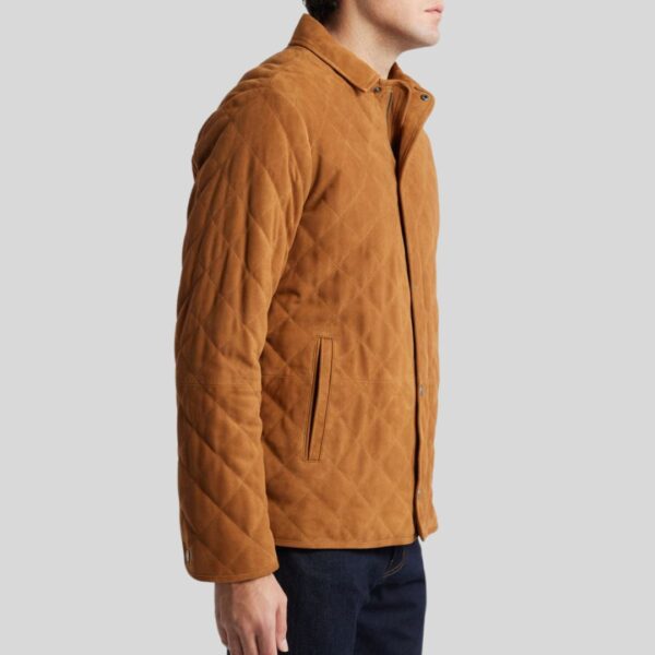 Terra Lux – Blouson Homme en Daim Marron Matelassé