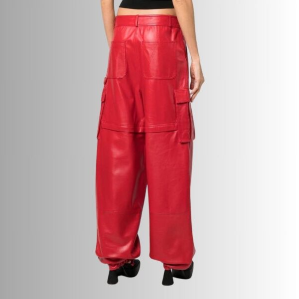 Pantalon Cuir Rouge Femme - Style Cargo