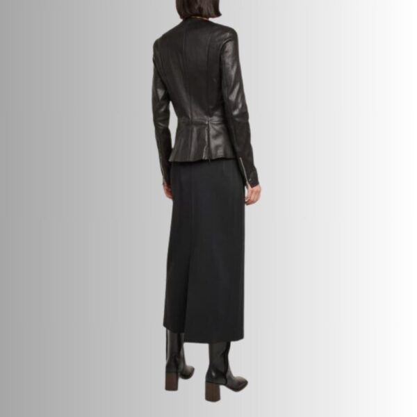 Veste 3/4 Cuir Femme en Noir