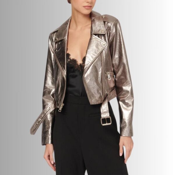 Perfecto Cuir Femme Agneau - Métallique